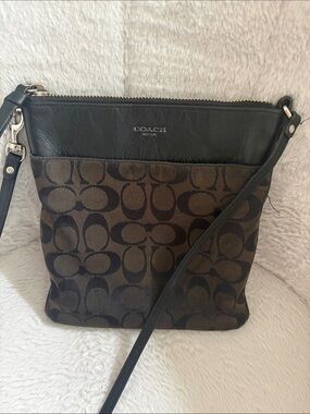 Coach Black and Brown Signature Crossbody Bag